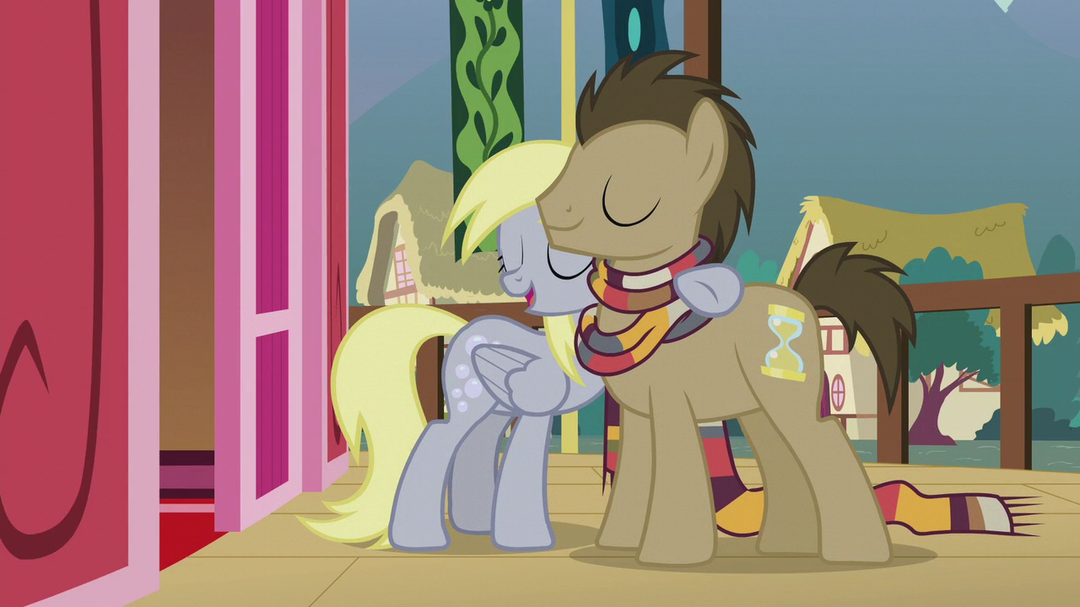 Derpy puts a hoof around Dr. Hooves S5E9